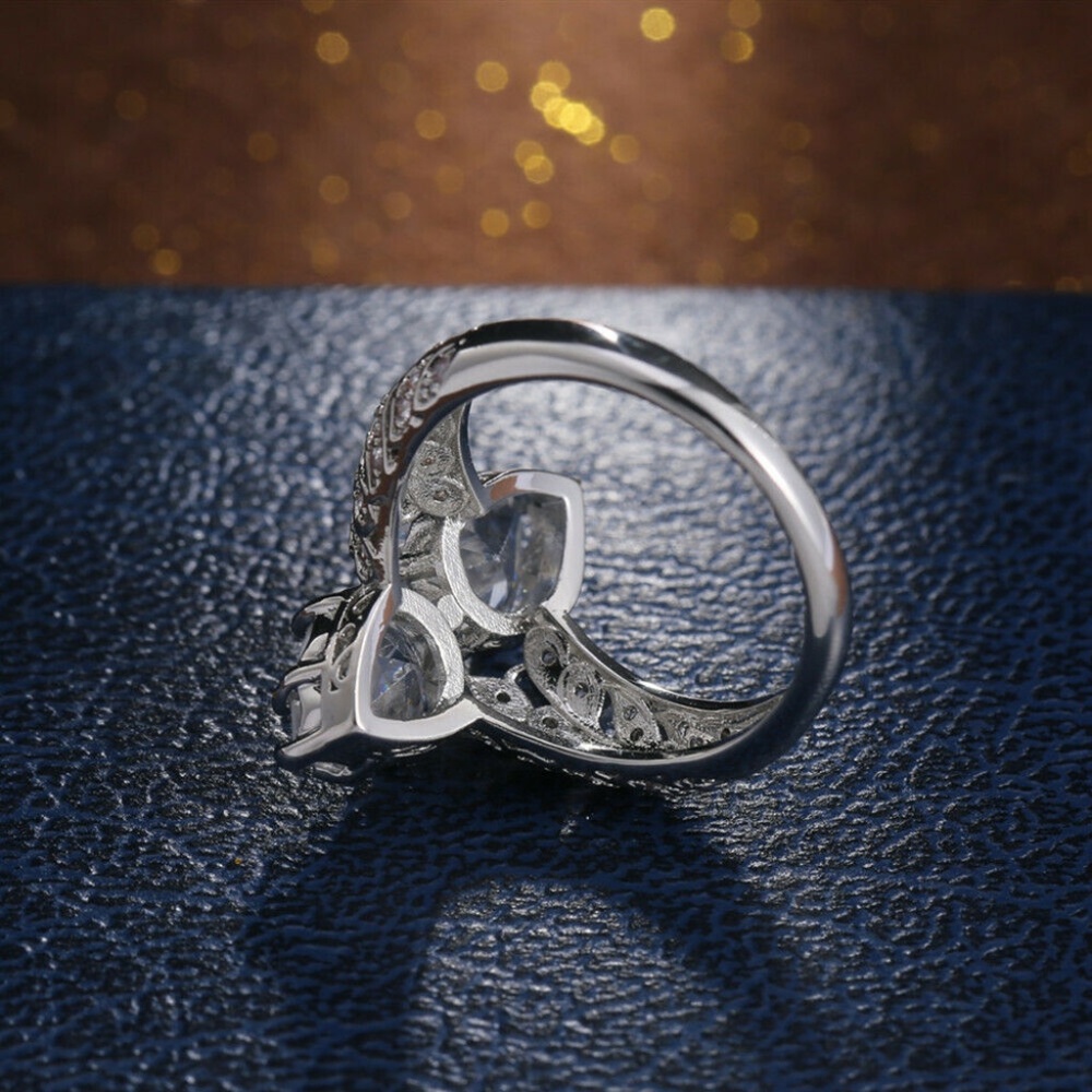 925 Silver Pear Cut White Sapphire Ring New - Picture 4 of 6